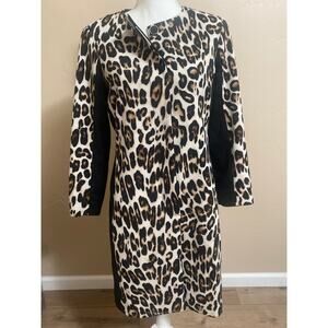 Chicos Black Label Long Ponte Animal Blazer Womens Size 0 Small